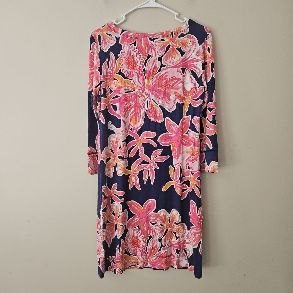 Lilly Pulitzer Pink Blue Dress 3/4 sleeve Floral Size Medium - Picture 7 of 9